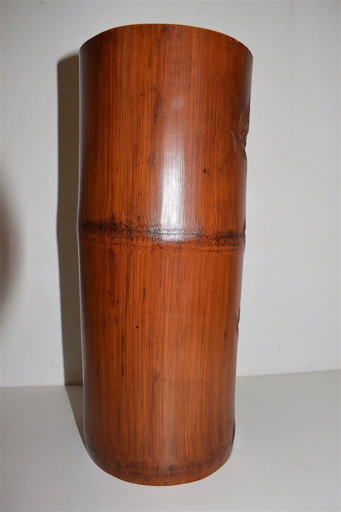 Bitong Chinese Carved Bamboo Brush Pot Signed Wood Carver China XIX Ref312-photo-2