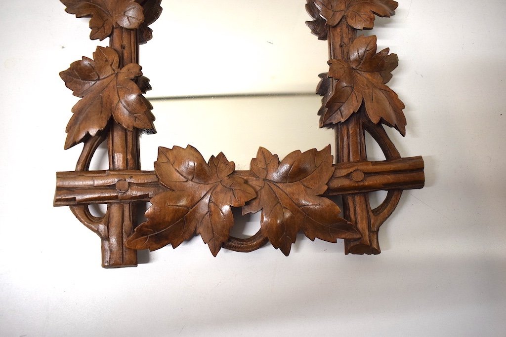 Small Black Forest Alcove Mirror Carved Wood XIXth Ref337-photo-4