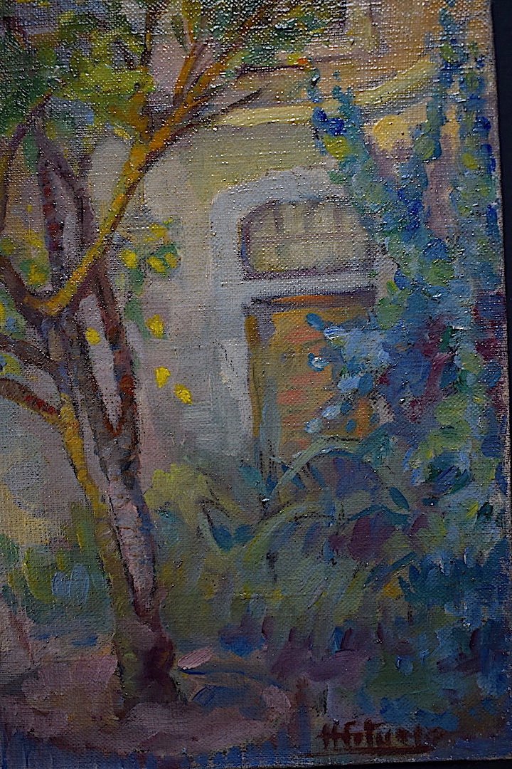 * maison  et jardin français  Post Impressionist Signed  à identifier  RT509-photo-1