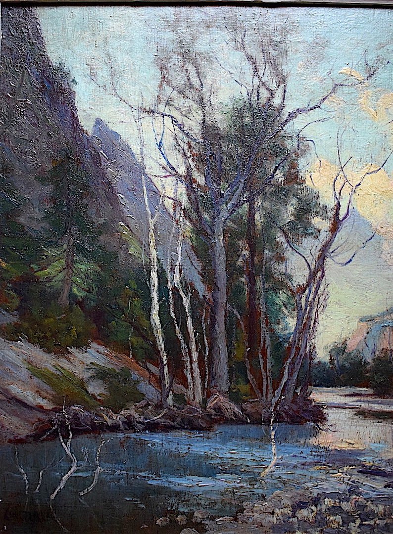 Landscape River Angler Mountain Post Impressionist Signed To Identify XX Rt511-photo-1