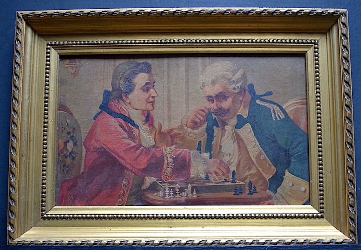 Curiosity Two Chromolithographs Chess Players And Card Players XIX Games Rt493-photo-2
