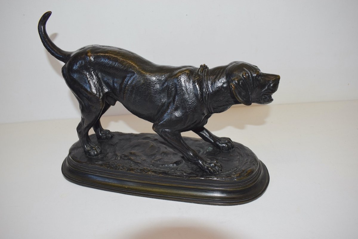 &eacute;douard DELABRIERRE Bronze Animalier Chien Labrador qui Aboie XIX Sign&eacute; Ref382-photo-3