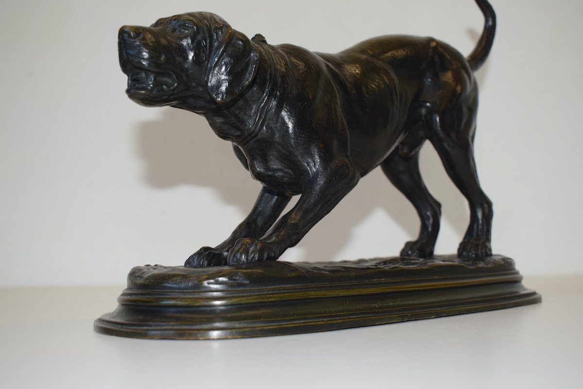 &eacute;douard DELABRIERRE Bronze Animalier Chien Labrador qui Aboie XIX Sign&eacute; Ref382-photo-3