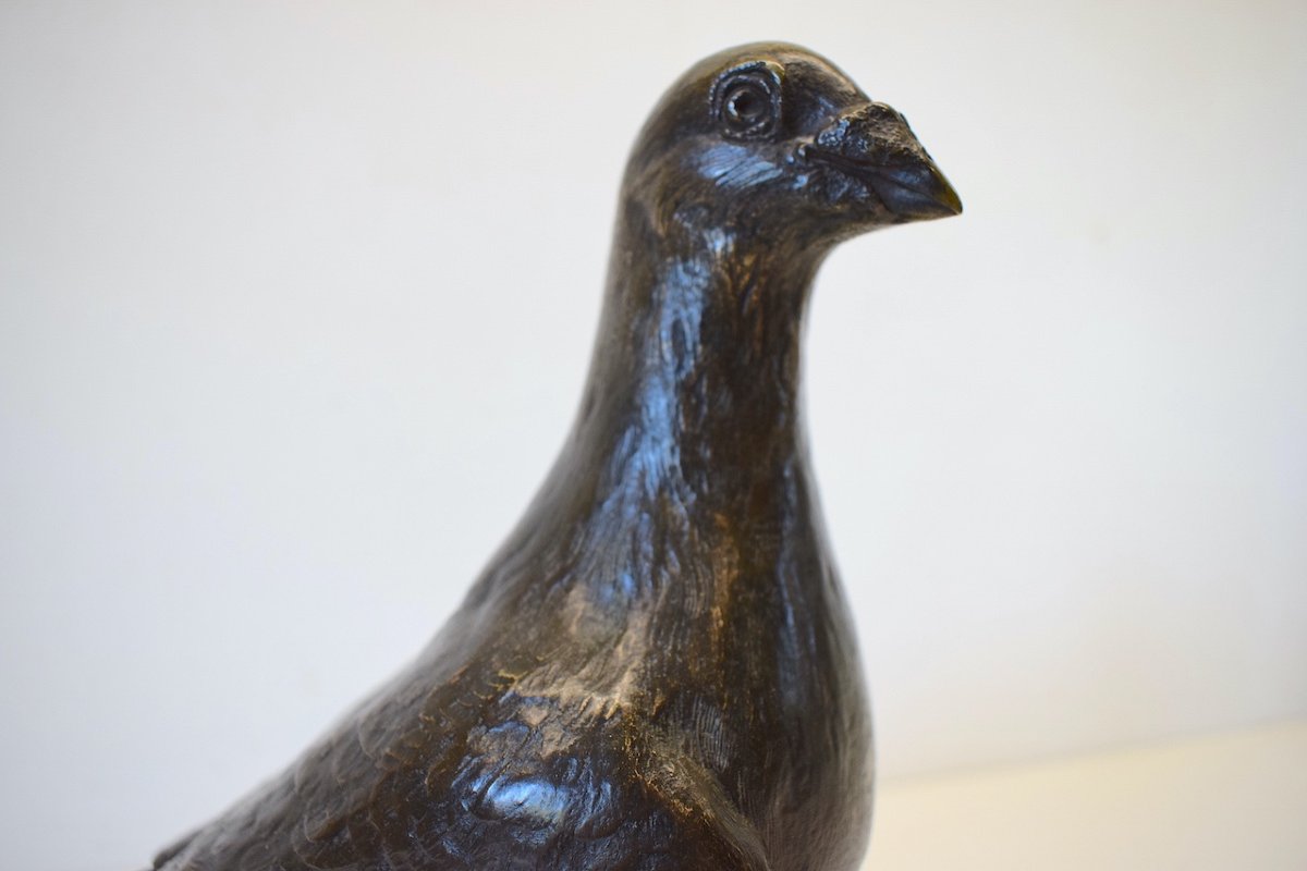 Albert Pierre LAPLANCHE XIX XX Animal Bronze Pigeon Bronze Bird Ref388-photo-3