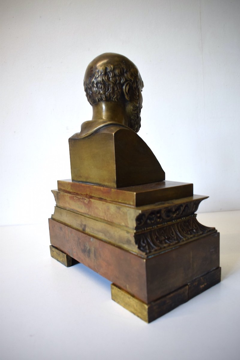 Buste Bronze Hippocrate XIX 19th  Vers 1810 1830 Médecine Médecin Empire Ref404 -photo-3