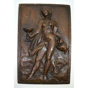 Art Populaire Bas Relief Femme Allégorie de la tempérance  Sculpt&eacute; XVIII &egrave;me Ref571