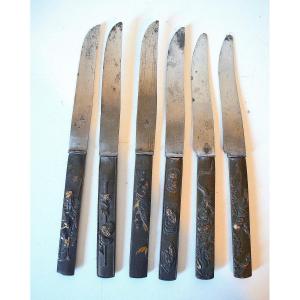 Six Japanese Table Knives Kazuka Kozuta Kogatana Japan Japan XIXth Signed Ref603