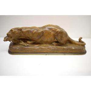 Georges Gardet Rare Stained Marble Lioness Devouring An Antelope Art Deco Ref663