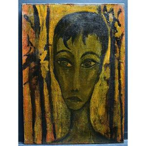 Expressionist Character Portrait Signed M To Identify XXth Rt957