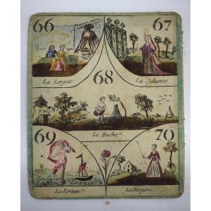 Curiosité Carte d' un Ancien Jeu De Cavagnole XVIII Siècle 18th Biribi Nain Jaune Ref714 