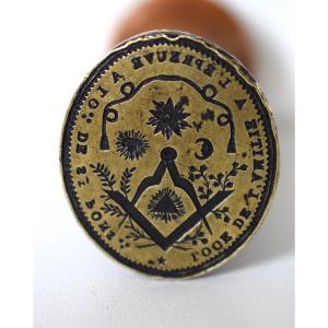 Freemasons Lodge Of Friendship Saint Pons Stamp Seal Stamp Masonic Bronze Matrix Ref751
