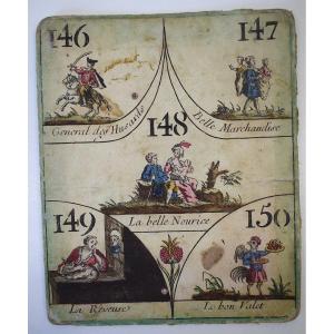 Curiosité Carte d'Un Ancien Jeu De Cavagnole XVIII Siécle 18th Biribi Nain Jaune Ref753