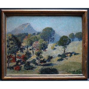 Paysage Provençal Provence impressionniste  non Signé Début XX ème Siècle RT1020