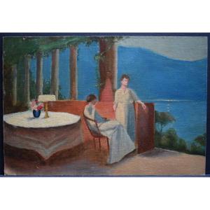 Symbolist Genre Scene Mountain Lake 20th Century Rt1190