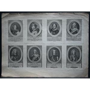 Plate From The End Of The 18th Century, Engravings Of Portraits Of Historical Figures, Ref1001