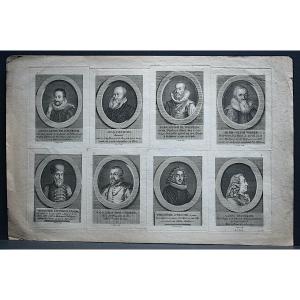 Plate From The End Of The 18th Century, Engravings Of Portraits Of Historical Figures Ref1002