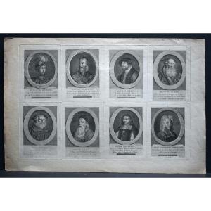 Plate From The End Of The 18th Century, Engravings Of Portraits Of Historical Figures, Ref1003