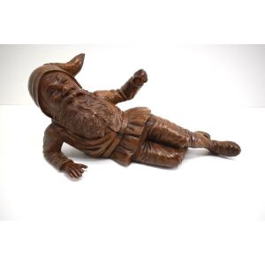 Lutin Nain Elfe Bois Sculpté Forêt Noire Allemagne Ou Autriche Ref1008