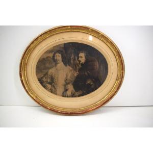 Framed Engraving Self-portrait Of Anthony Van Dyck And Portrait Of Endymion Porter Ref1019