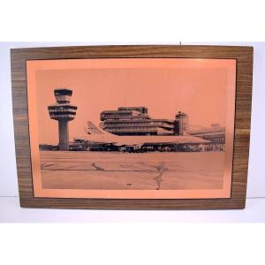 Rare Heliogravure On Copper Photogravure Concorde Air France Airport Berlin Aviation Ref1022