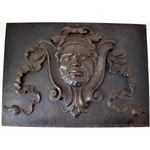 Mascaron Et Blason Fou Du Roi  Sur Plaque De Fer Style Renaissance Italienne Ref1034