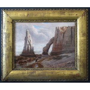 Cliffs Of Etretat Normandy Marine Animated Beach Scene Fishermen 19th Century Rt1127