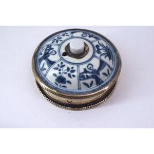 Goldsmith Georges Falkenberg Solid Silver And Chinese Porcelain Doorbell Button Ref1063