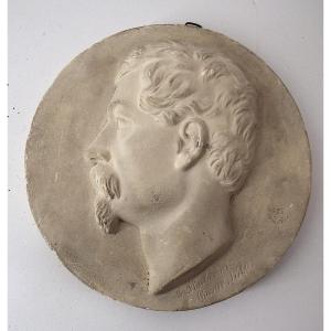 Fr&eacute;d&eacute;ric Flacheron M&eacute;daillon En  Pl&acirc;tre Portrait Profil  Homme  1840 Rome Ref1083 