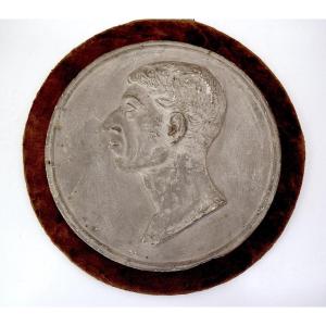 Frédéric Flacheron Plaster Medallion Portrait Profile Louis Cécile Flacheron Ref1085 