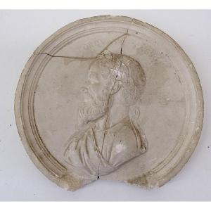 Médaillon Plâtre Portrait Profil  De Torquato tasso Poète Italien Du 16 ème Siècle Ref1092