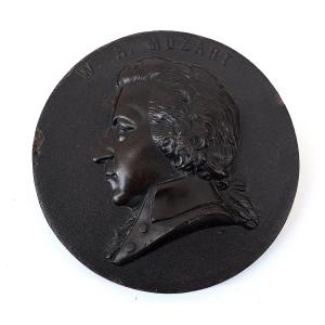 Médaillon Bois Durci  Portrait  De Profil wolfgang Amadeus Mozart Compositeur Ref1096 