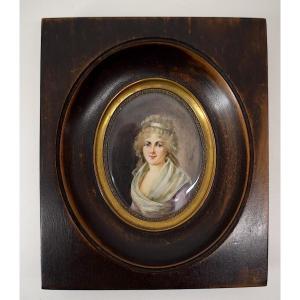 Miniature Portrait De Femme Signée à Identifier XIX ème Siècle Ref1102