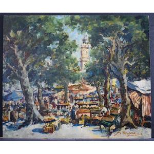 Old Nice Market Tour - Clock Provence Côte d'Azur Signed To Identify Impressionist XX 