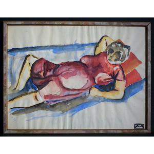 Nude Woman Reclining Expressionist Fauve Monogram To Identify XXth Rt1167