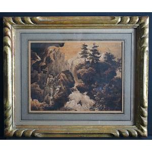 Ink Wash Mountaineer Mountain Unsigned XIX XX Rt1228