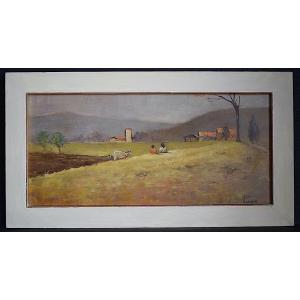 Hans Anger Australian Artist Animated Landscape Countryside Scene Mountain 20th Century Rt1231