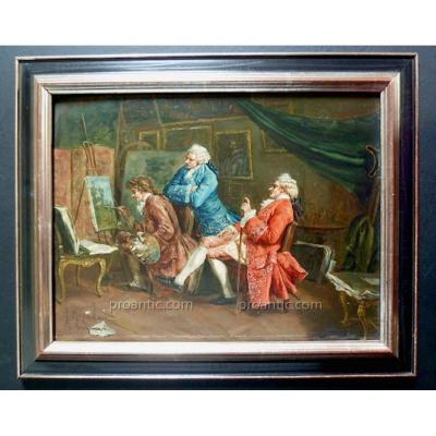 After Meissonier Genre Scene Workshop Painter Signed French School XIX Rt28