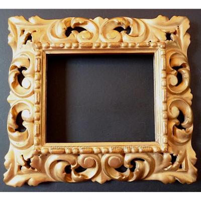 * Golden Wood Frame Gold End Italian XIX Inverted Profile 16 X 13 Cm Frame Ref C572