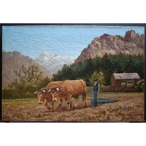 Tristan  Lacroix Peintre Animalier Paysage Sc&egrave;ne Champ&ecirc;tre Montagne Pyr&eacute;n&eacute;es XIX &egrave;me Si&egrave;cle  RT65