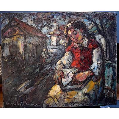 Maurice Vagh Weinmann Hungary Little Girl Child Reading Fauve Expressionist XX Rt210