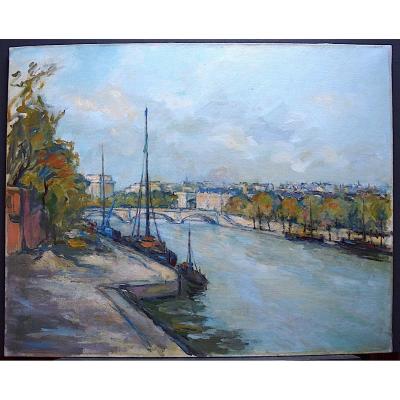 Signed Sarda Marine Bateaux Pont Paris Impressionist XX Rt225