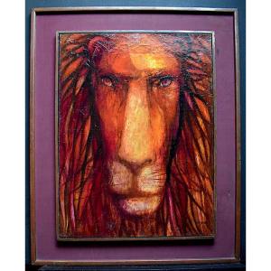 René Cazassus Lion Head Animal Art Art Déco XX Rt431