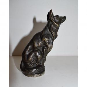 Mascotte Automobile Animalière Loup Metal  1920 1930 Signé XX ème Ref282