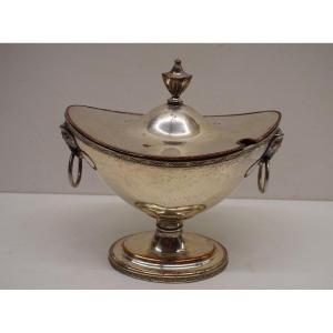 Sauceboat Covered On Pedestal XVIII Silver On Copper Tableware Ref288