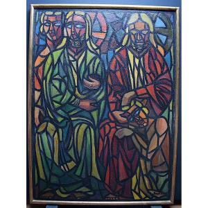 Andréani Signed Religious Religion Stained Glass XX Rt545 *