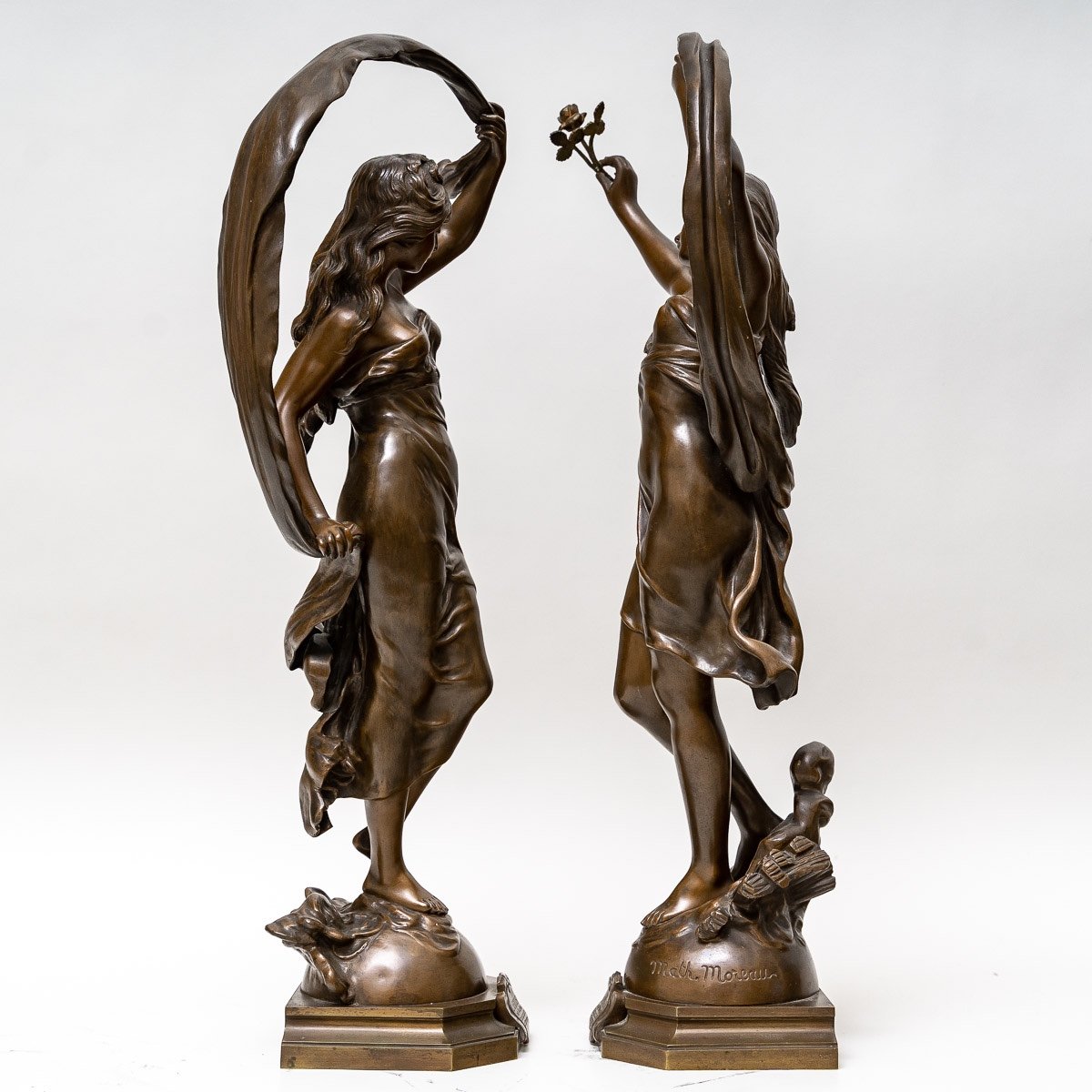 Pair Of Sculptures By Moreau, Circa 1890-photo-3