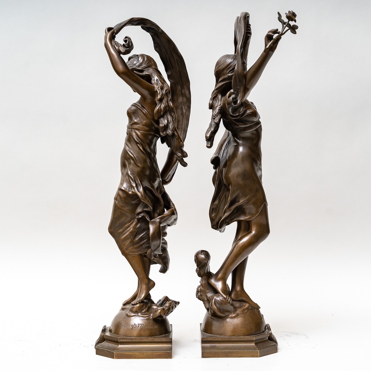 Pair Of Sculptures By Moreau, Circa 1890-photo-6