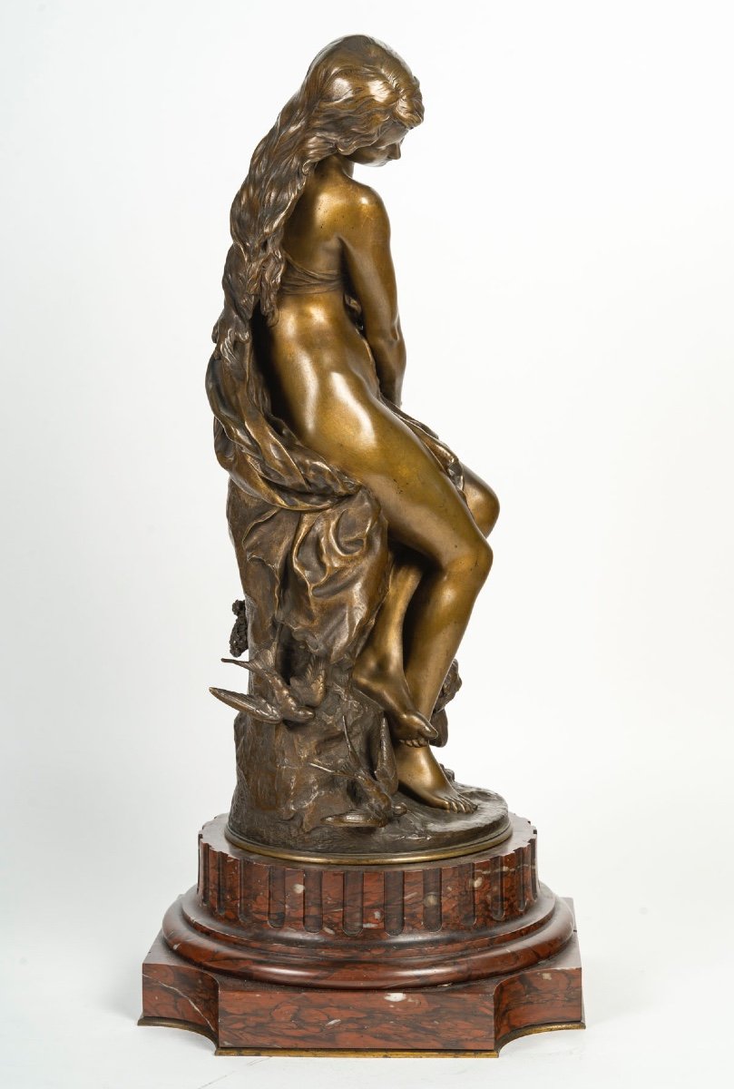 Le Retour Des Hirondelles - Sculpture en bronze Par Mathurin Moreau, Circa 1890-photo-4