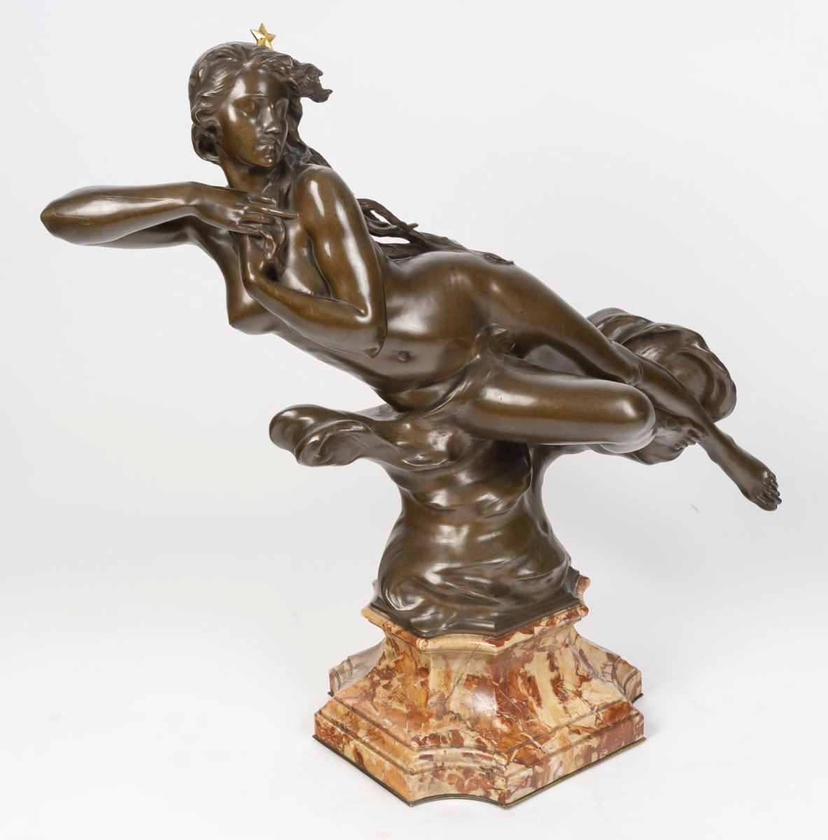 L’étoile Filante - Sculpture en bronze Par Félix Maurice Charpentier, Circa 1897-photo-4