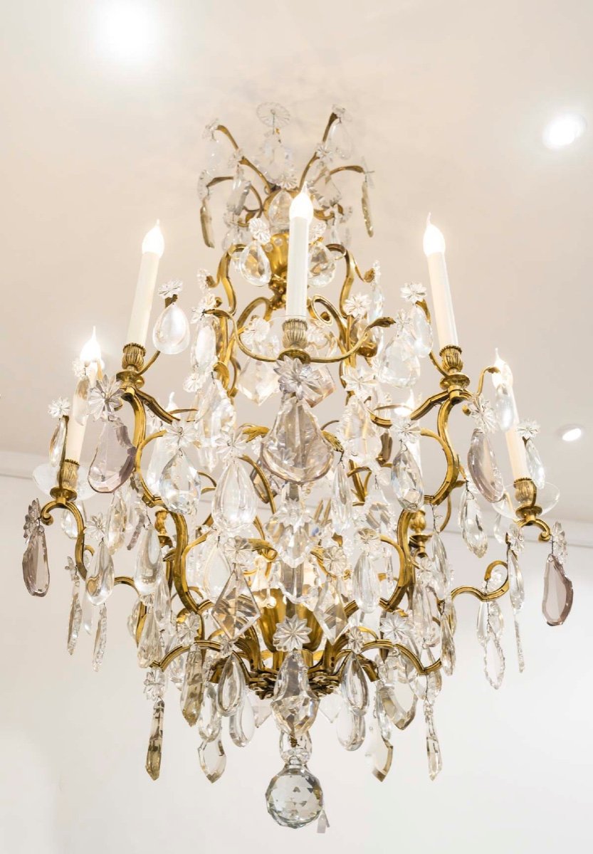 Large Cage Chandelier From Baguès, Circa 1920-photo-1